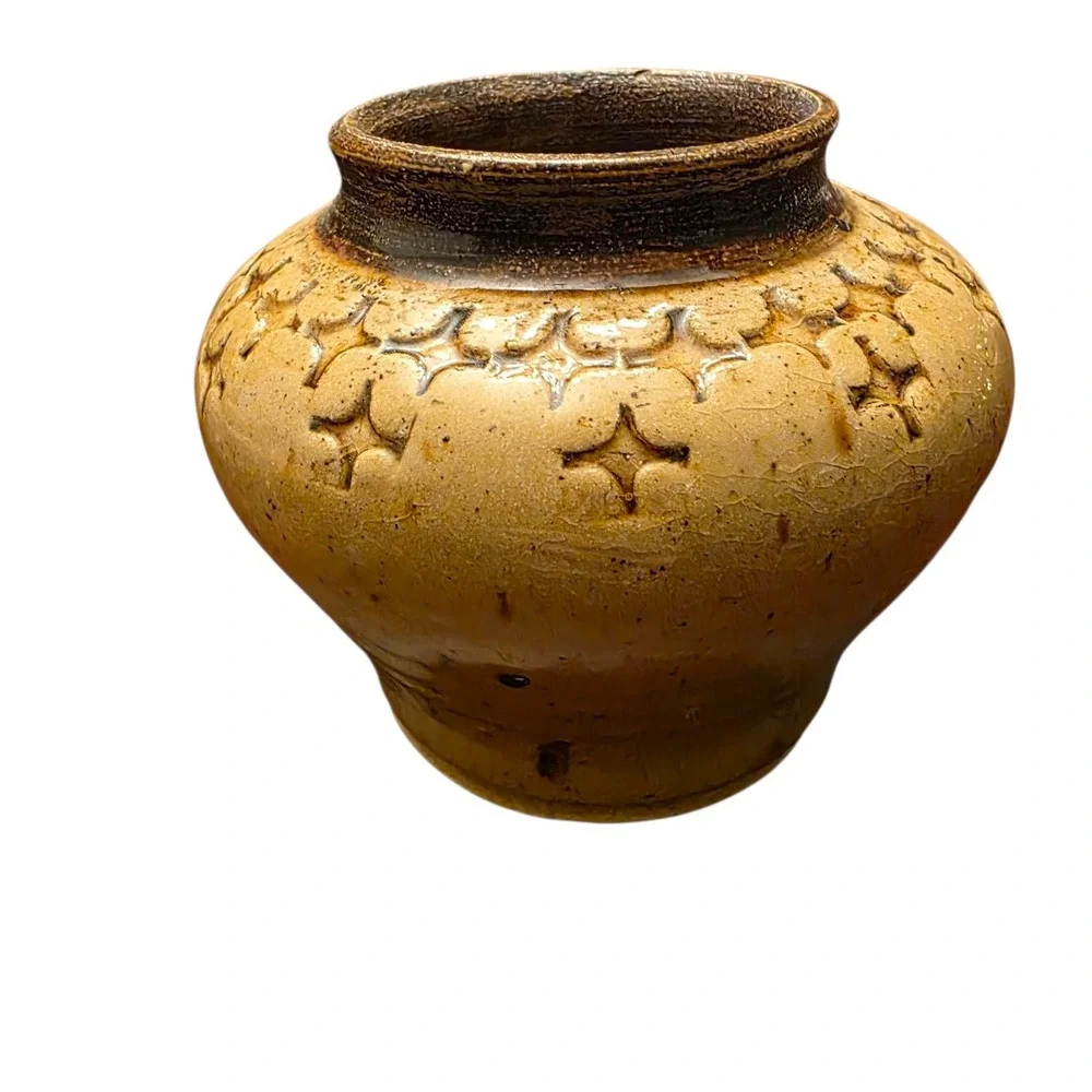 Handmade  Pottery Vase Beige & Brown‎  4